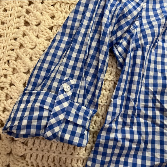 Talbots Long Sleeve Cotton Button Up Shirt Blue/White Gingham Size 4 Petite - Picture 3 of 6
